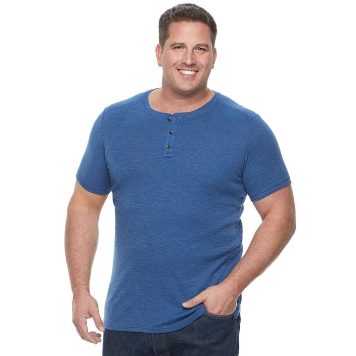 Big & Tall Apt. 9&reg; Slubbed Henley, Men's, Size: L Tall, Dark Blue