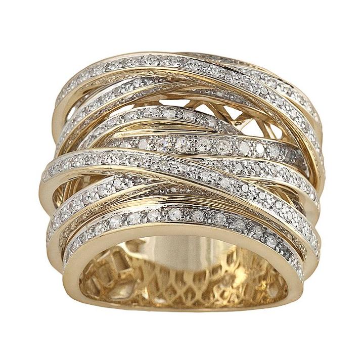 10k Gold 1 1/2-ct. T.w. Round-cut Diamond Crisscross Ring, Women's, Size: 8, White
