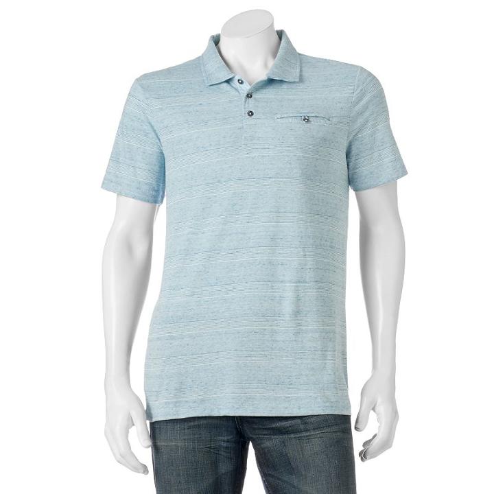Big & Tall Rock & Republic Striped Polo, Men's, Size: L Tall, Turquoise/blue (turq/aqua)