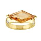 V19.69 Italia 18k Gold Over Silver Citrine Prism Ring, Women's, Size: 7, Orange