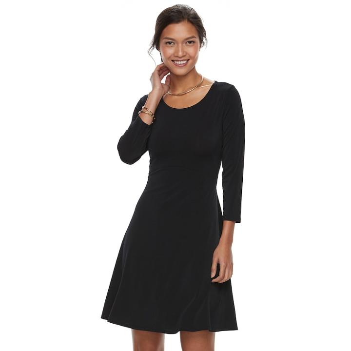 Women's Apt. 9&reg; Pleated Fit & Flare Dress, Size: Xxl, Black