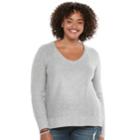 Juniors' Plus Size So&reg; Raglan V-neck Sweater, Teens, Size: 3xl, Med Grey