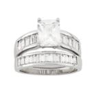 Sterling Silver Cubic Zirconia Engagement Ring Set, Women's, Size: 12, White Oth