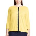 Plus Size Chaps Button-front Cardigan, Women's, Size: 1xl, Yellow