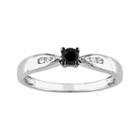 Round-cut Black And White Diamond Engagement Ring In Sterling Silver (1/5 Ct. T.w.), Women's, Size: 9