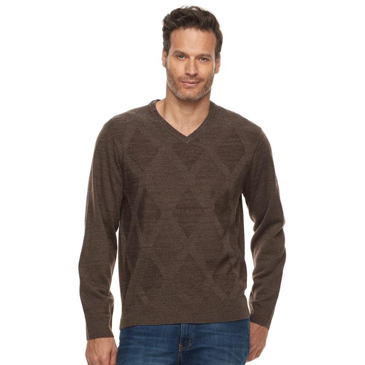 Men's Dockers Classic-fit Easy-care V-neck Sweater, Size: Xl, Grey