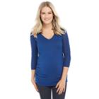 Maternity Oh Baby By Motherhood&trade; Pointelle V-neck Sweater, Women's, Size: Medium, Blue (navy)