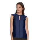 Women's Elle&trade; Pintuck Ruffle Top, Size: Small, Blue