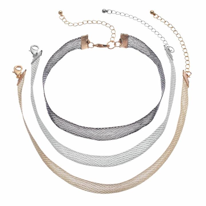 Mesh Choker Necklace Set, Women's, Black