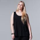 Plus Size Simply Vera Vera Wang Applique Tank Top, Women's, Size: 1xl, Black