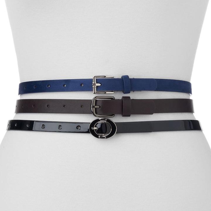 Women's Apt. 9&reg; 3-for-1 Belt Set, Size: 2xl, Red/coppr (rust/coppr)