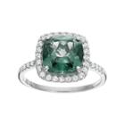 Sterling Silver Lab-created Alexandrite & White Sapphire Cushion Halo Ring, Women's, Size: 7, Blue