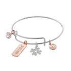 Love This Life Two Tone Squad Hashtag Charm Bangle Bracelet, Women's, Silver