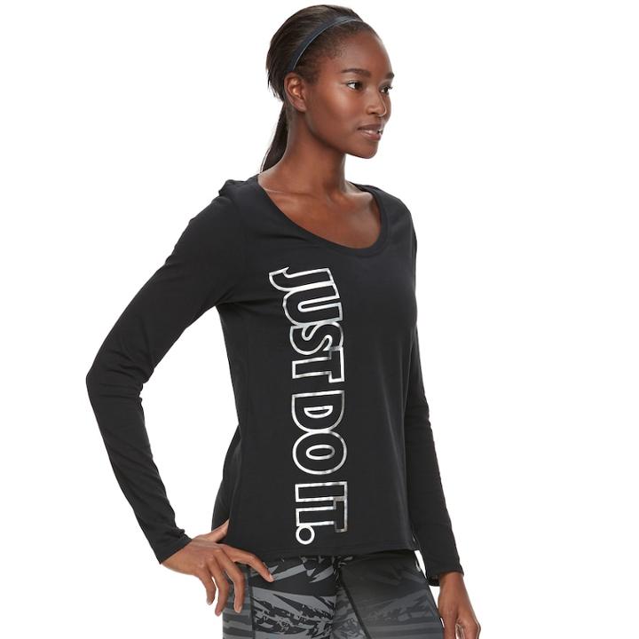Women's Nike Sportswear Long-sleeve T-shirt, Size: Large, Grey (charcoal)