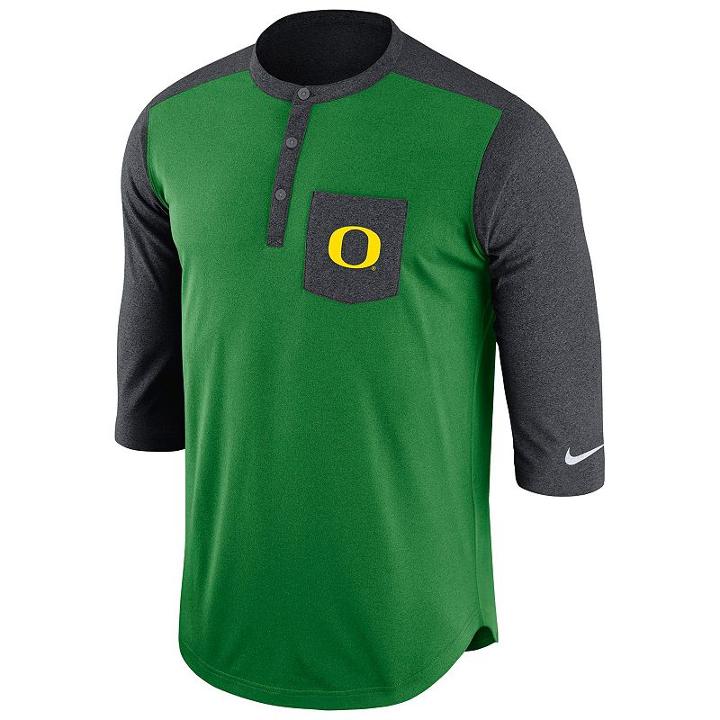Men's Nike Oregon Ducks Dri-fit Touch Henley, Size: Xxl, Ovrfl Oth