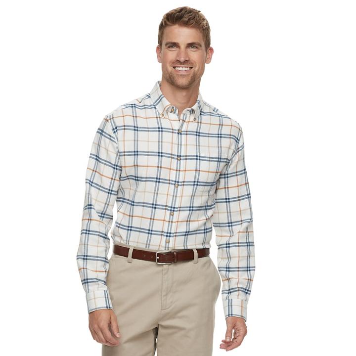 Men's Croft & Barrow&reg; Classic-fit Patterned Flannel Button-down Shirt, Size: Large, Light Grey