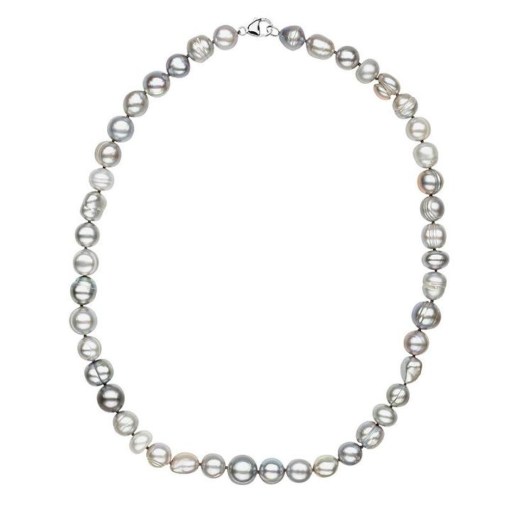 Freshwater By Honora Dyed Freshwater Cultured Pearl Necklace In Sterling Silver (9-11 Mm), Women's, Size: 18, Grey