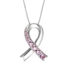 Diamonluxe Sterling Silver 5/8-ct. T.w. Pink Cubic Zirconia Breast Cancer Awareness Ribbon Pendant, Women's
