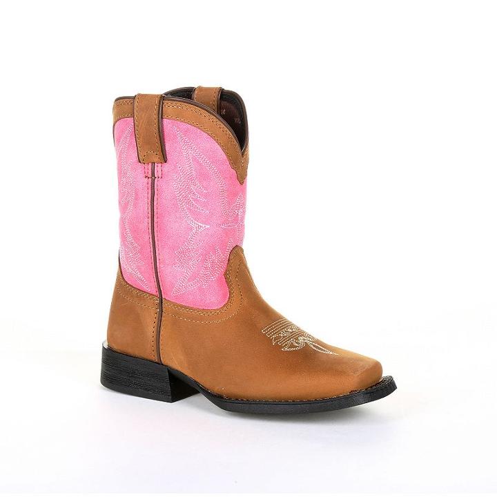Lil Durango Mustang Girls' Western Boots, Size: 4.5, Brown
