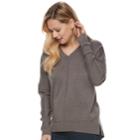 Women's Apt. 9&reg; Metallic Ribbed Dolman Sweater, Size: Medium, Grey