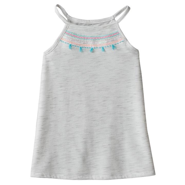 Girls 4-12 Sonoma Goods For Life&trade; Embellished Fringe Space-dyed Tank Top, Girl's, Size: 7, White Oth