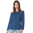 Women's Chaps Lace-trim Peasant Top, Size: Medium, Blue