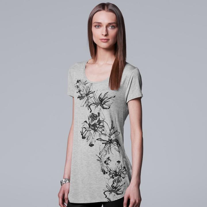 Women's Simply Vera Vera Wang Essential Print Scoopneck Tee, Size: Large, Natural