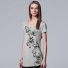 Women's Simply Vera Vera Wang Essential Print Scoopneck Tee, Size: Large, Natural