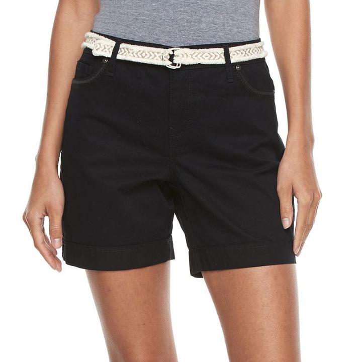 Women's Gloria Vanderbilt Marisa Belted Shorts, Size: 16, Black