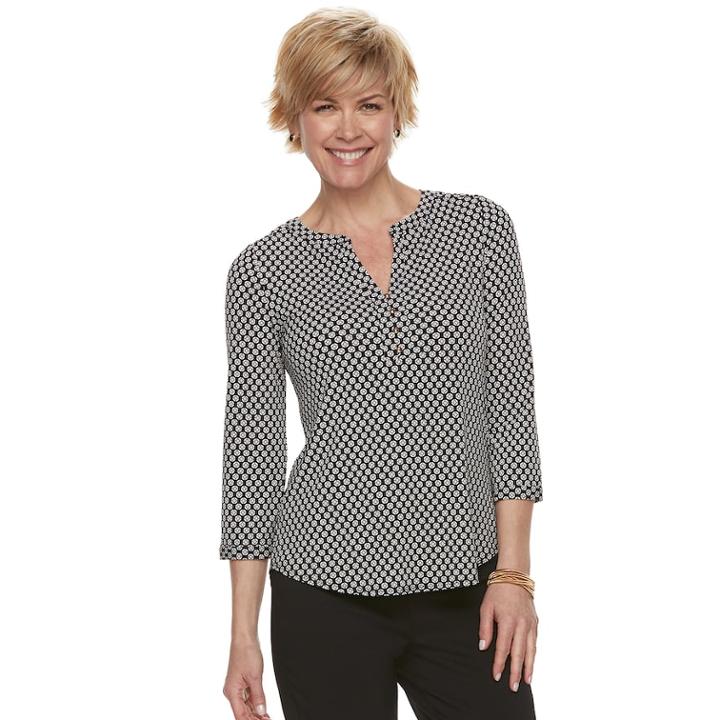 Women's Dana Buchman Knit Henley Top, Size: Xl, Med Beige
