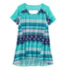 Girls 7-16 & Plus Size Mudd&reg; Lace-pieced Keyhole Swing Tee, Size: 12, Turquoise/blue (turq/aqua)