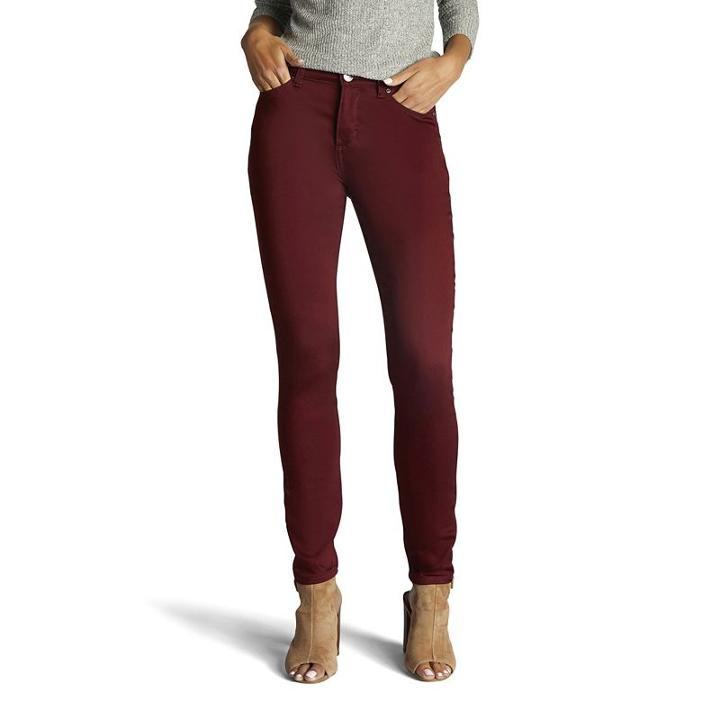 Women's Lee Rebound Slim Fit Skinny Jeans, Size: 16 Avg/reg, Dark Red