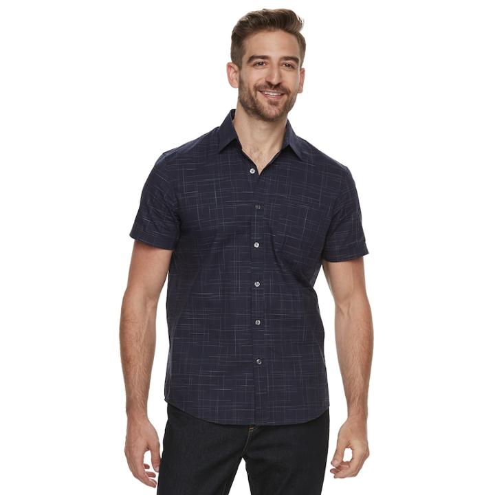 Men's Apt. 9&reg; Premier Flex Slim-fit Stretch Button-down Shirt, Size: Xxl Slim, Dark Blue