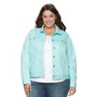 Plus Size Croft & Barrow&reg; Jean Jacket, Women's, Size: 1xl, Turquoise/blue (turq/aqua)