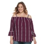 Plus Size Sonoma Goods For Life&trade; Printed Cold-shoulder Top, Women's, Size: 3xl, Med Purple