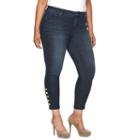Plus Size Jennifer Lopez Button-hem Skinny Ankle Jeans, Women's, Size: 18 W, Dark Blue
