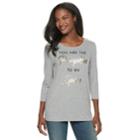 Women's Apt. 9&reg; Graphic Crewneck Tee, Size: Medium, Grey