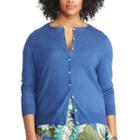Plus Size Chaps Button-front Cardigan, Women's, Size: 3xl, Blue