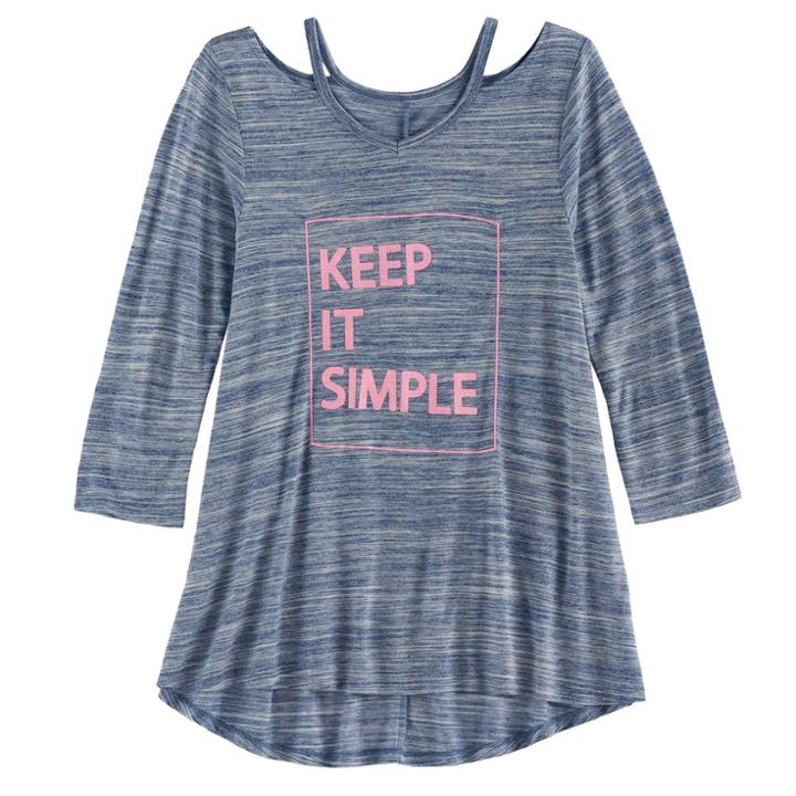 Girls 7-16 & Plus Size So&reg; 3/4-sleeve Strappy Swing Top, Size: 10, Blue