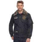 Men's Xray Slim-fit Faux-fur Military Jacket, Size: Xxl, Blue (navy)