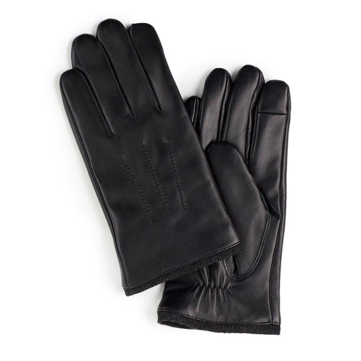 Men's Chaps Classic Leather Touchscreen Gloves, Size: Large, Black