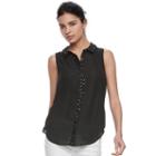 Women's Elle&trade; Scallop Chiffon Blouse, Size: Xs, Black