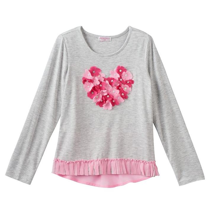 Girls 4-6x Design 365 High-low Chiffon Fringe Top, Girl's, Size: 6x, Grey Other