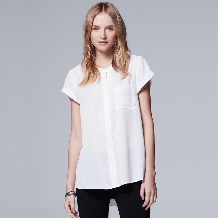 Women's Simply Vera Vera Wang Chiffon High-low Top, Size: Small, White