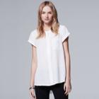Women's Simply Vera Vera Wang Chiffon High-low Top, Size: Small, White
