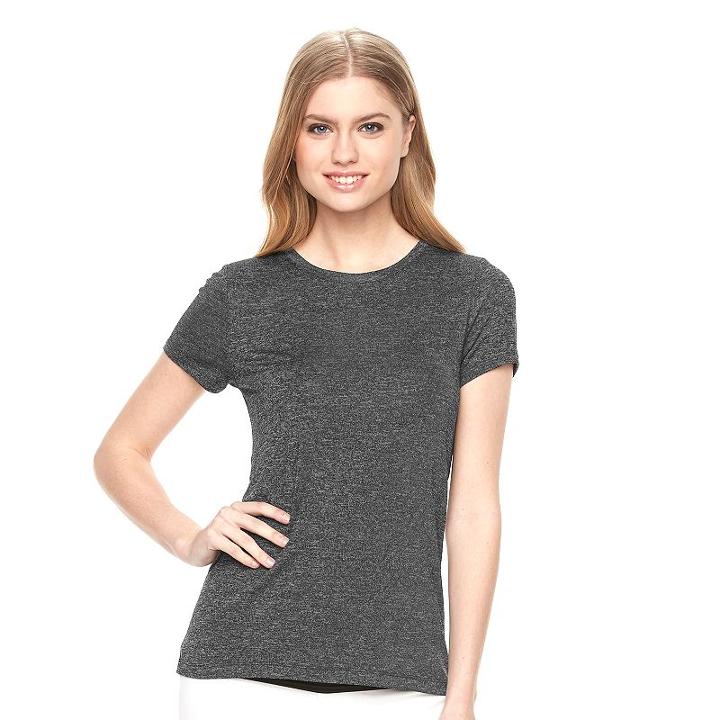 Women's Apt. 9&reg; Essential Marled Tee, Size: Medium, Black