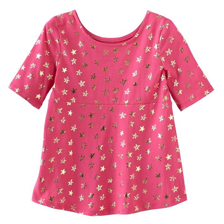 Girls 4-10 Jumping Beans&reg; Print Pieced Elbow-sleeve Tunic, Size: 10, Pink