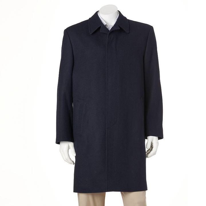 Towne By London Fog Wool-blend Top Coat - Men Size 36 (blue)