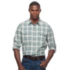 Men's Croft & Barrow&reg; Classic-fit Plaid Stretch Roll-tab Button-down Shirt, Size: Small, Med Green