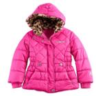 Girls 4-6x Zeroxposur Cheetah Print Faux-fur Heavyweight Puffer Jacket, Size: 6-6x, Med Pink